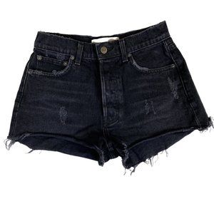 Reformation Women's Distressed Raw Hem Shorts Black Size 25